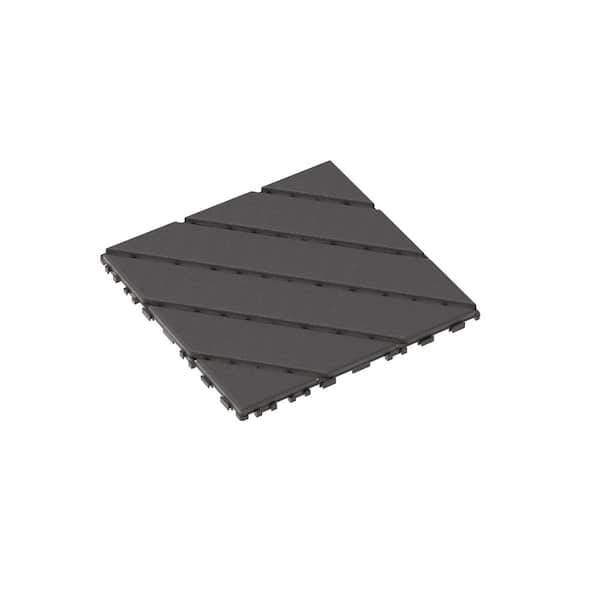 ITOPFOX 11.8 in. x 11.8 in. Square Waterproof Patio Plastic Interlocking Deck Tiles in Dark Gray 44-Pack