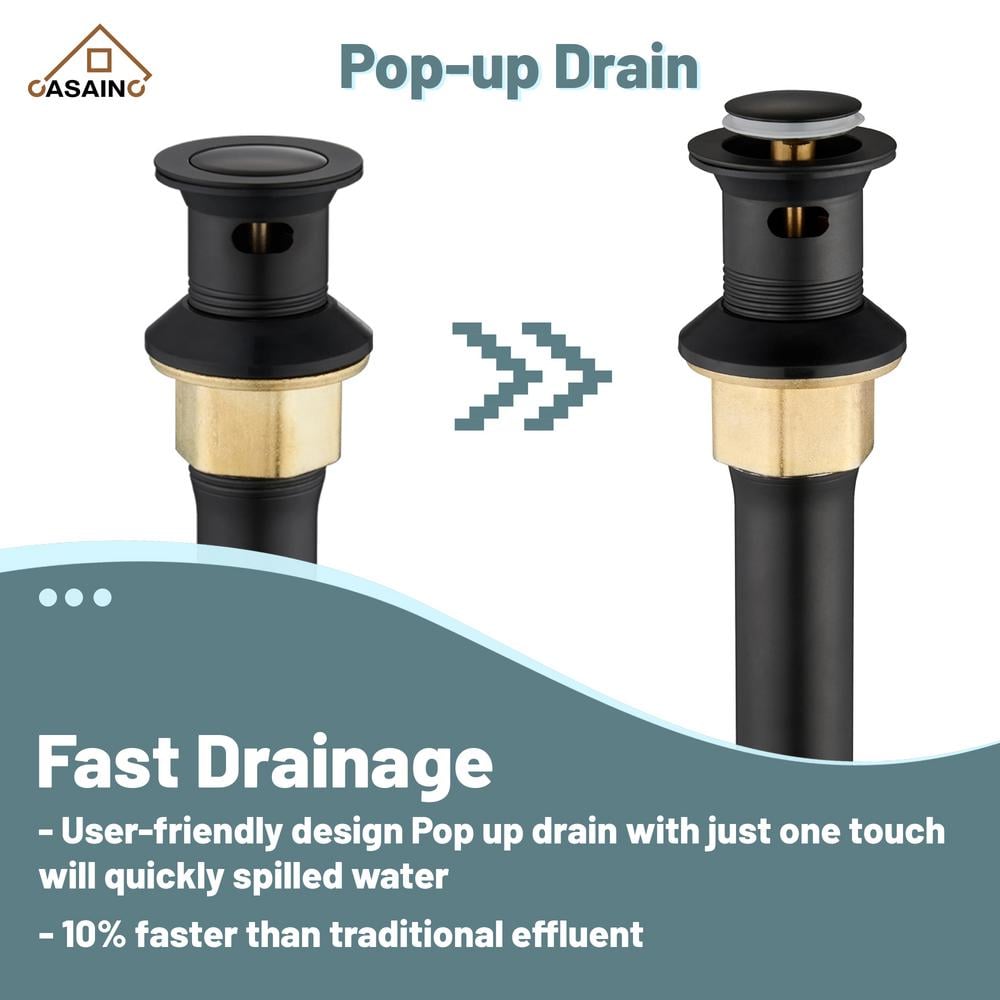 Matte Black Stainless Steel Centerset Bathroom Faucet with Drain