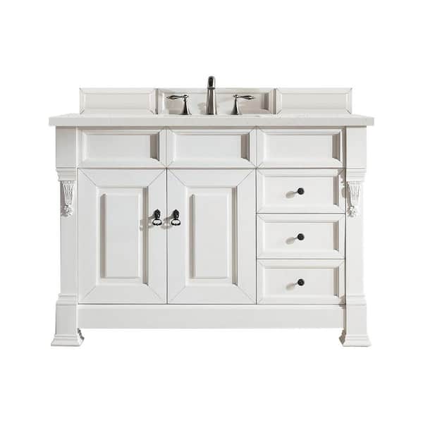 James Martin Vanities Brookfield 48.0 in. W x 23.5 in. D x 34.3 in. H Single Bathroom Vanity in Bright White with Lime Delight Quartz Top
