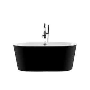 59 in. H Acrylic Flatbottom Non-Whirlpool Bathtub in Black
