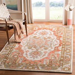 Trace Ivory/Red 6 ft. x 6 ft. Persian Square Area Rug