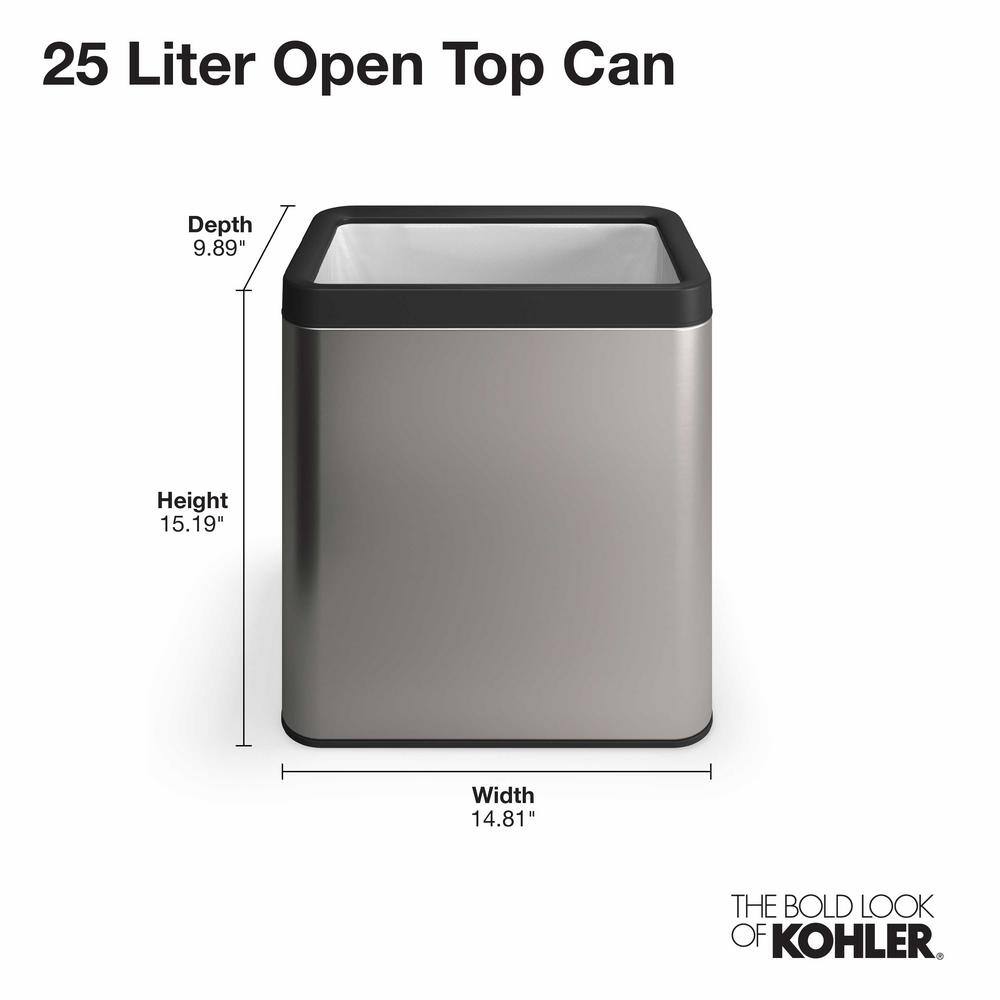 25-Liter White and Stainless Steel Open-Top Trash Can