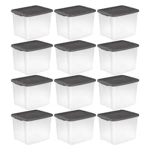 50 Qt. Stackable Latching Shelf tote Storage in Clear (12-Pack)