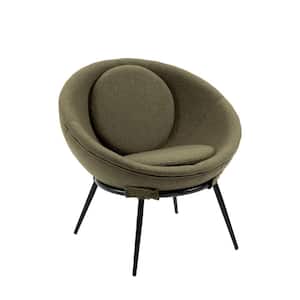 Mid Century Dark Olive Upholstered Cup Chair