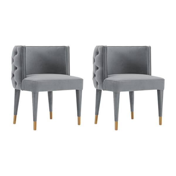 Grey velour 2025 dining chairs