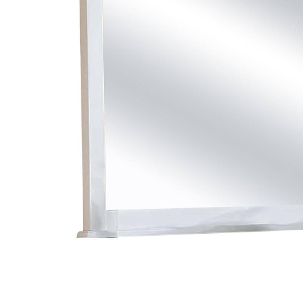 White Wood Rectangular Kids Dresser Mirror