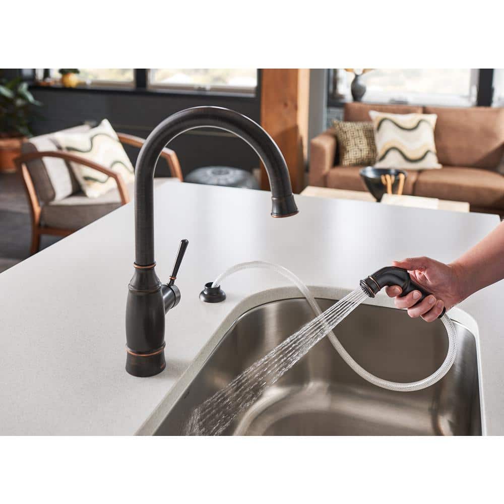 Mediterranean Bronze Single-Handle Kitchen Faucet with Side Sprayer