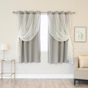 Dove Tulle Lace Solid 52 in. W x 63 in. L Grommet Blackout Curtain (Set of 2)