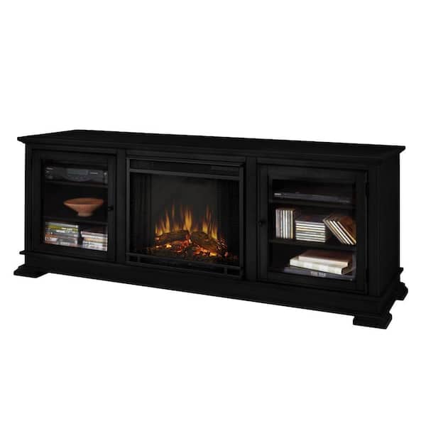 Real Flame Hudson 68 in. Media Console Electric Fireplace in Black