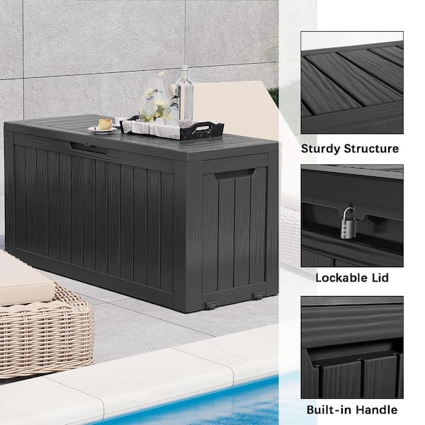 72 Gal. Black Resin Lockable Deck Box Z0DDP6R2JL - The Home Depot
