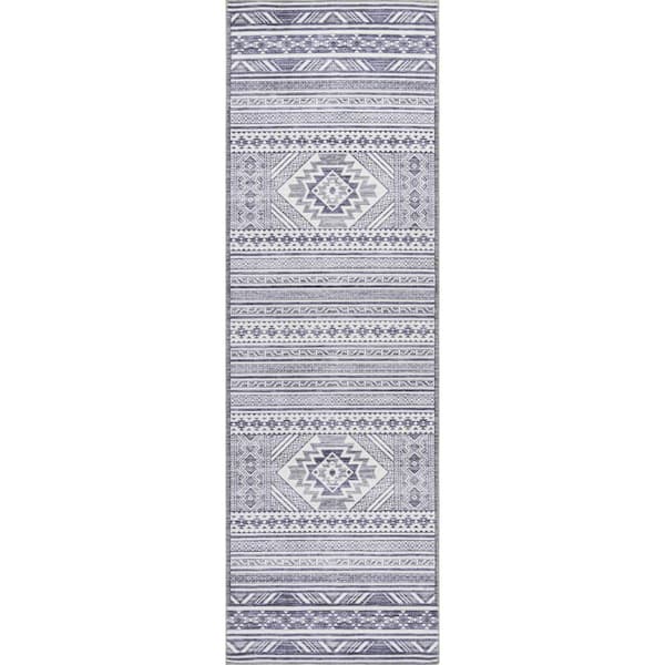 nuLOOM Jenine Southwestern Gray 2 ft. 6 in. x 8 ft. Machine Washable Runner Rug