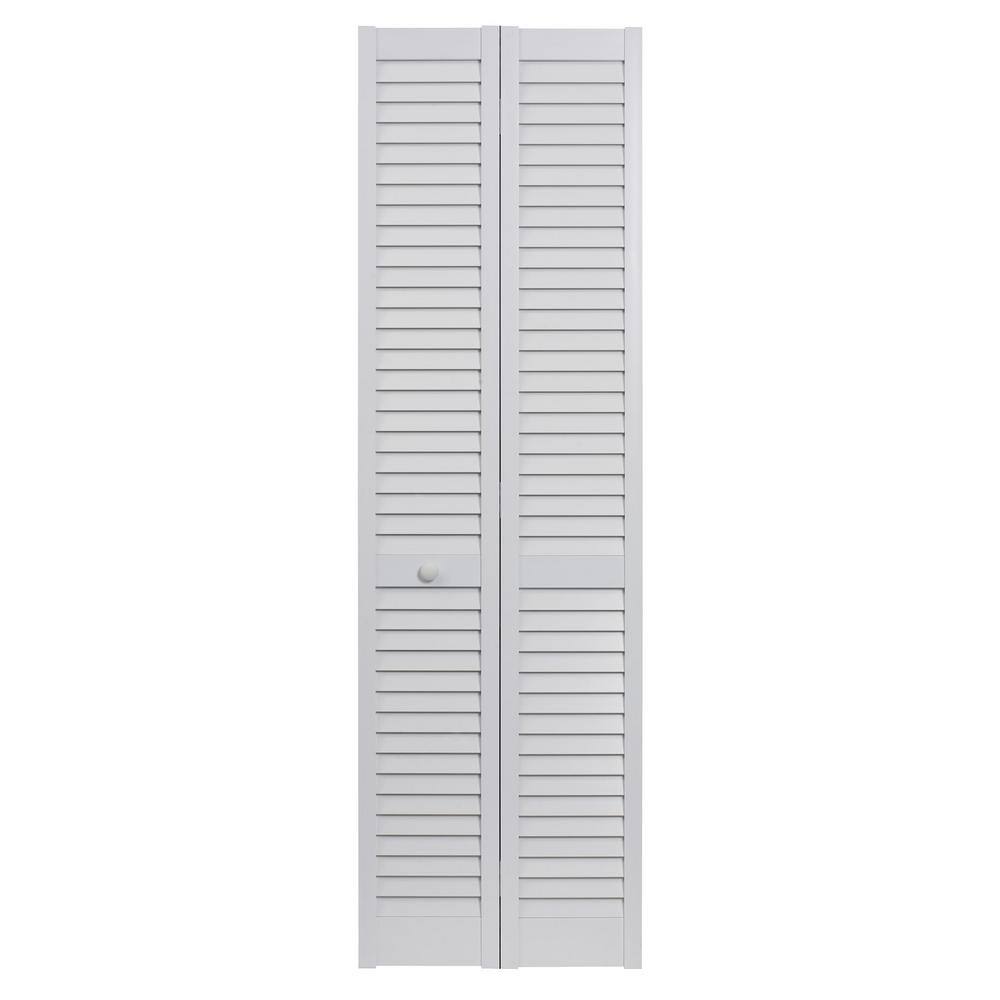 Pinecroft 36 in. x 80 in. Seabrooke Louver/Louver White Hollow
