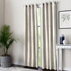 Linen Floral Grommet Room Darkening Curtain - 50 in. W x 63 in. L ...