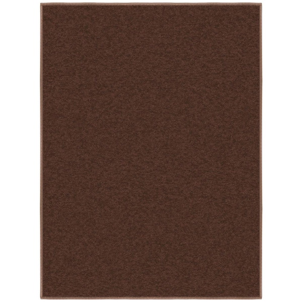 Ottohome Collection Non-Slip Rubberback Modern Solid Design 2x3 Indoor Entryway Mat, 2 ft. 3 in. x 3 ft., Brown