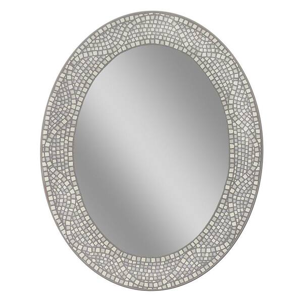 Deco Mirror 23 in. x 29 in. Opal Mosaic Oval Mirror