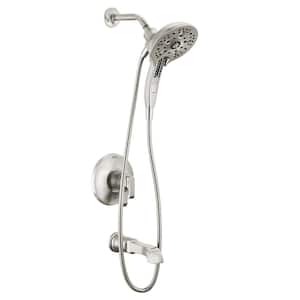 Tetra 1-Handle Wall-Mount Tub and Shower Trim Kit in Lumicoat Stainless (Valve Not Included)