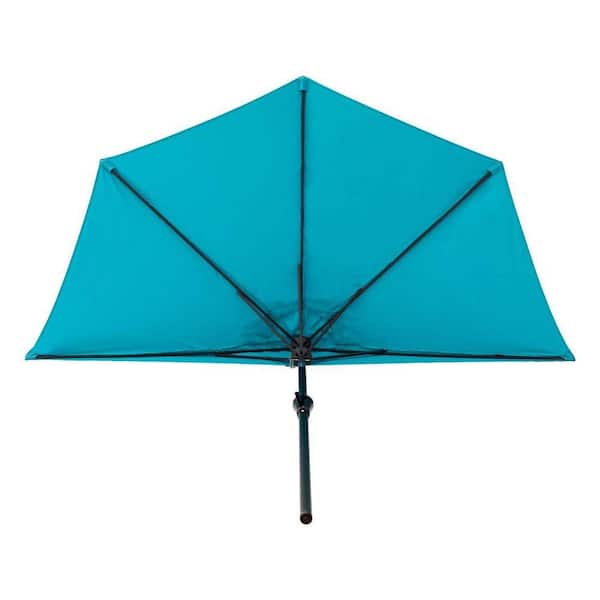 aqua blue 9 ft patio umbrella Unbranded 9 ft. Aluminum Market Half Patio Umbrella in Aqua Blue with Push  Button Tilt Z0795SNHWT