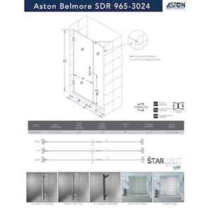 Belmore 29.25 in. to 30.25 in. x 72 in. Frameless Hinged Shower Door with Frosted Glass in Matte Black