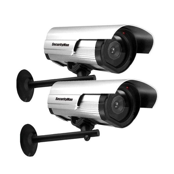 SecurityMan Indoor/Outdoor Dummy Security Camera with LED (2-Pack)