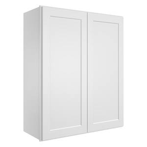 White Painted Shaker Style Ready to Assemble Wall Cabinet 2 Door Stock Kitchen Cabinet (24 in. W x 42 in. H x 12 in. D)
