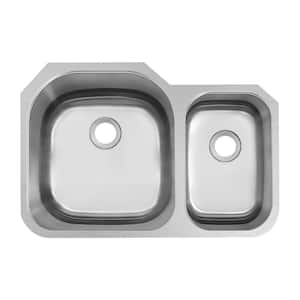 CHESHIRE 32 in. Undermount 50/50 Double Bowl 18-Gauge Stainless Steel ...