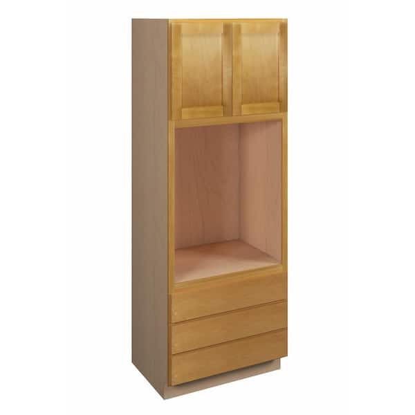 Kunal Kitchens Aberdeen Recessed 33 in. W x 90 in. H x 24 in. D in Caramel Plywood Assembled Single Oven Cabinet