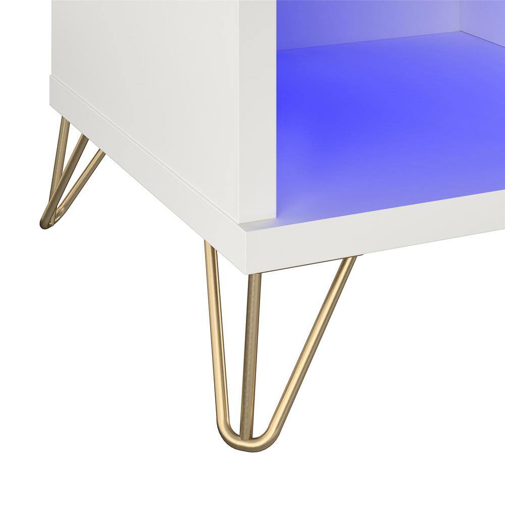 Finley 70" White Electric Fireplace TV Stand with Glass Shelves