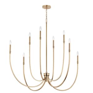 Malene 45.25 in. 8-Light Champagne Bronze Traditional Candle Foyer Chandelier for Dining Room