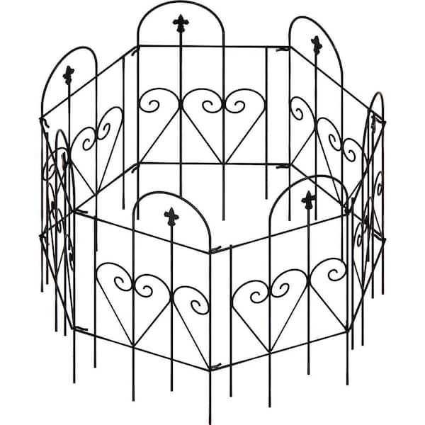 7-Pack 32 in. High 10.2 ft. Long Black Galvanized Metal Garden Fence Removable Landscape Fence Barrier Customizable