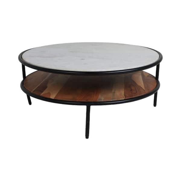 Liv & Skye 34 in. White Round Marble Coffee Tables