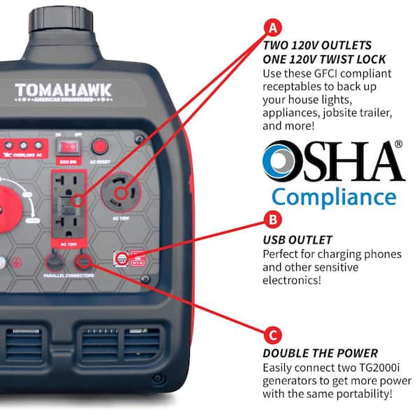 Tomahawk Power 3000 W Quiet Portable Gas Power Inverter Generator
