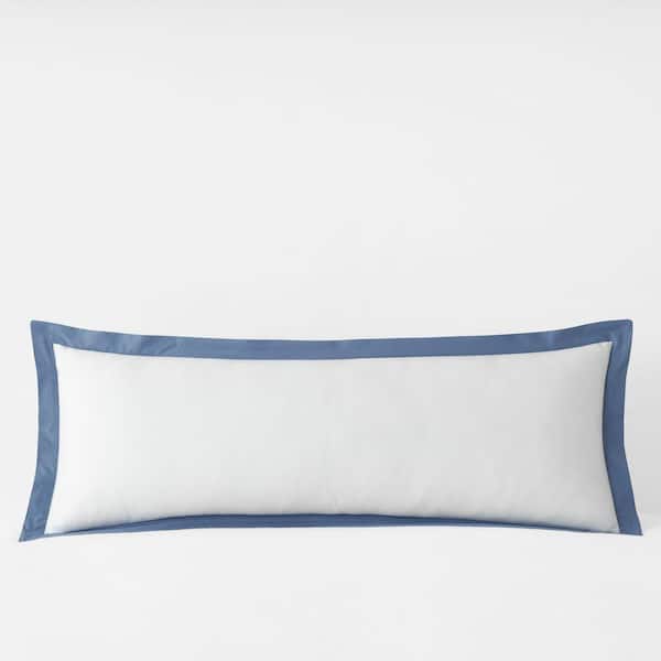 Company Cotton Solid Border Slate Blue 40 in. X 14 in. Throw Pillow Cover