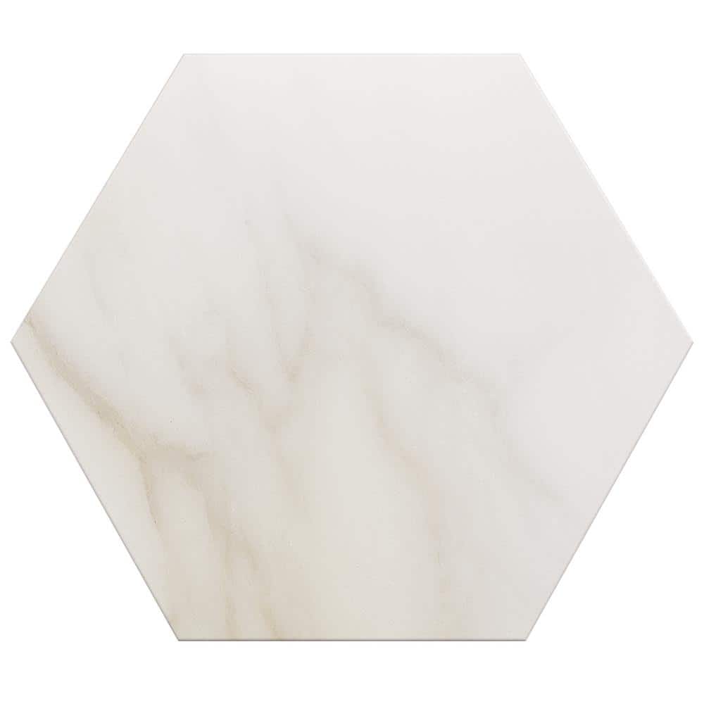 Santorini 6" Hexagon Matte White Marble Porcelain Tile