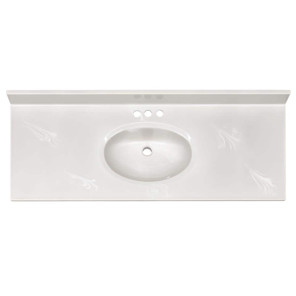 Ivory Swirl Cultured Marble Vanity Top with Integrated Sink