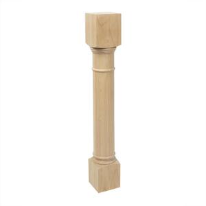 35-1/4 in. x 5 in. Unfinished Solid Hardwood Traditional Full Round Kitchen Island Leg