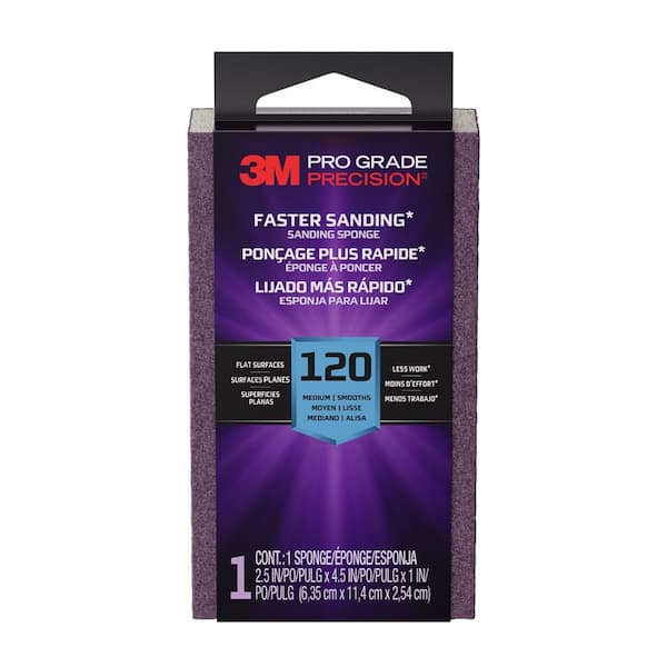 Pro Grade Precision 2 1/2 in. x 4-1/2 in. x 1 in. 120-Grit Medium Block Sanding Sponge (1-Pack)