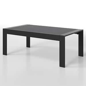 Black Aluminum Outdoor All-Weather Modern Coffee Table with Water and Rust Resistant for Patio, Balcony, Garden