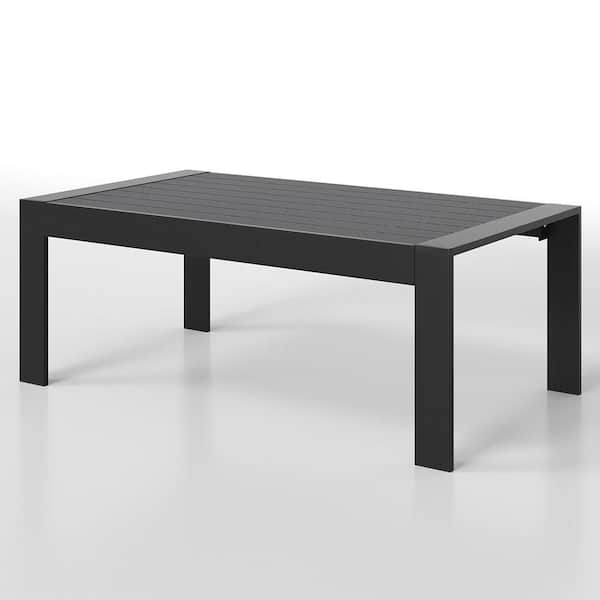 Misopily Black Aluminum Outdoor All-Weather Modern Coffee Table with Water and Rust Resistant for Patio, Balcony, Garden
