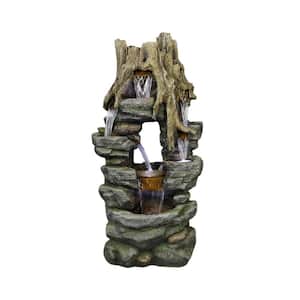 47 in. Tall Indoor/Outdoor Water Fountain Rainforest Waterfall with LED Lights