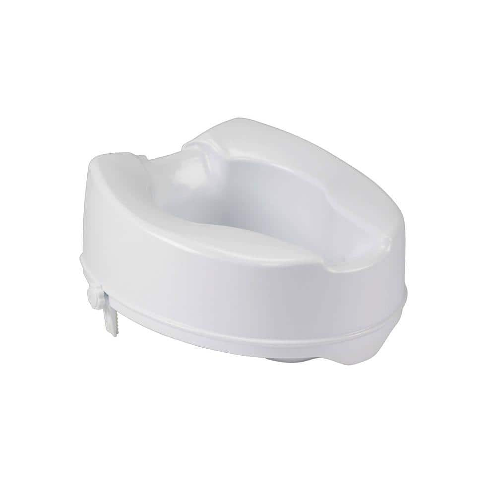 Medline 5 inch Elevated Locking Toilet Seat Without Arms, White, Microban Treated | G4-111MX1