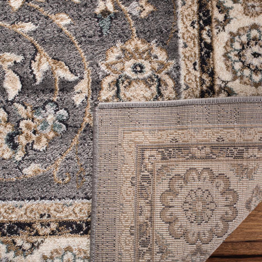 Grey and Cream Floral Synthetic Rectangular Area Rug