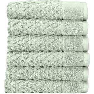 Green Solid 100% Cotton Premium Hand Towel (Set of 6)