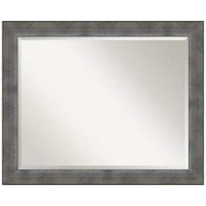 Forged Pewter 26 in. x 32 in. Modern Rectangle Framed Bathroom Vanity Wall Mirror