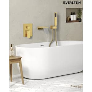 Single-Handle 2-Spray Tub and Shower Faucet with Waterfall Bathtub Faucet in Brushed Gold (Valve Included)