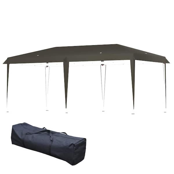 bord lettergreep Verenigde Staten van Amerika Outsunny 19 ft. x 10 ft. Heavy Duty Pop Up Grey Canopy with Sturdy Frame,  UV Fighting Roof, Carry Bag for Patio, Backyard 84C-118GY - The Home Depot