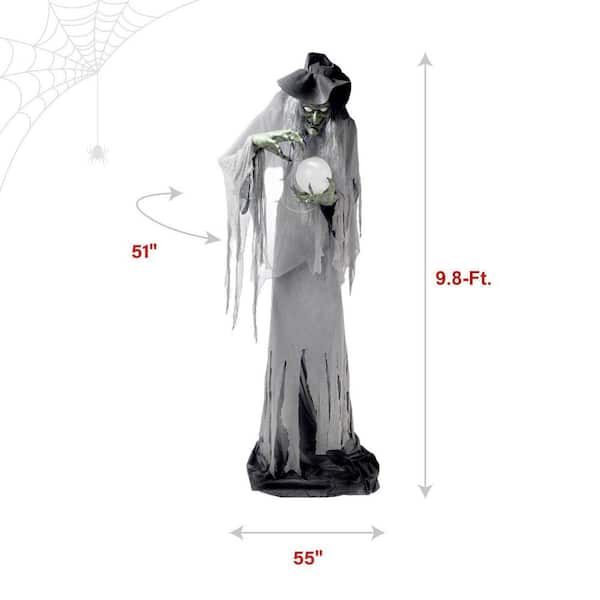 Haunted Hill Farm 9.8 ft. LED Towering Witch with Magic Ball