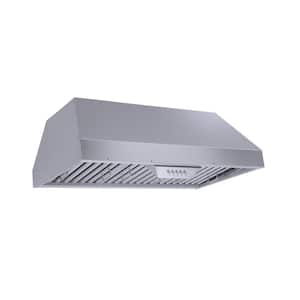 34 in. 500 CFM Ducted Insert/Built-in Range Hood in Stainless Steel with Baffle Filters LED Lights