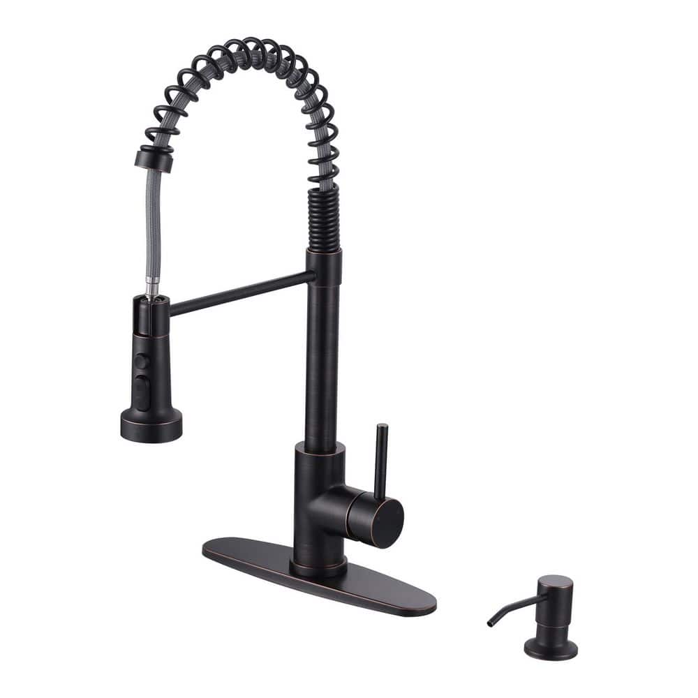 20.3 in. Single Handle Pull Down Kitchen Faucet with Soap Dispenser and 360° Spout Swivel in Oil Rubbed Bronze price history on PriceWatchPro