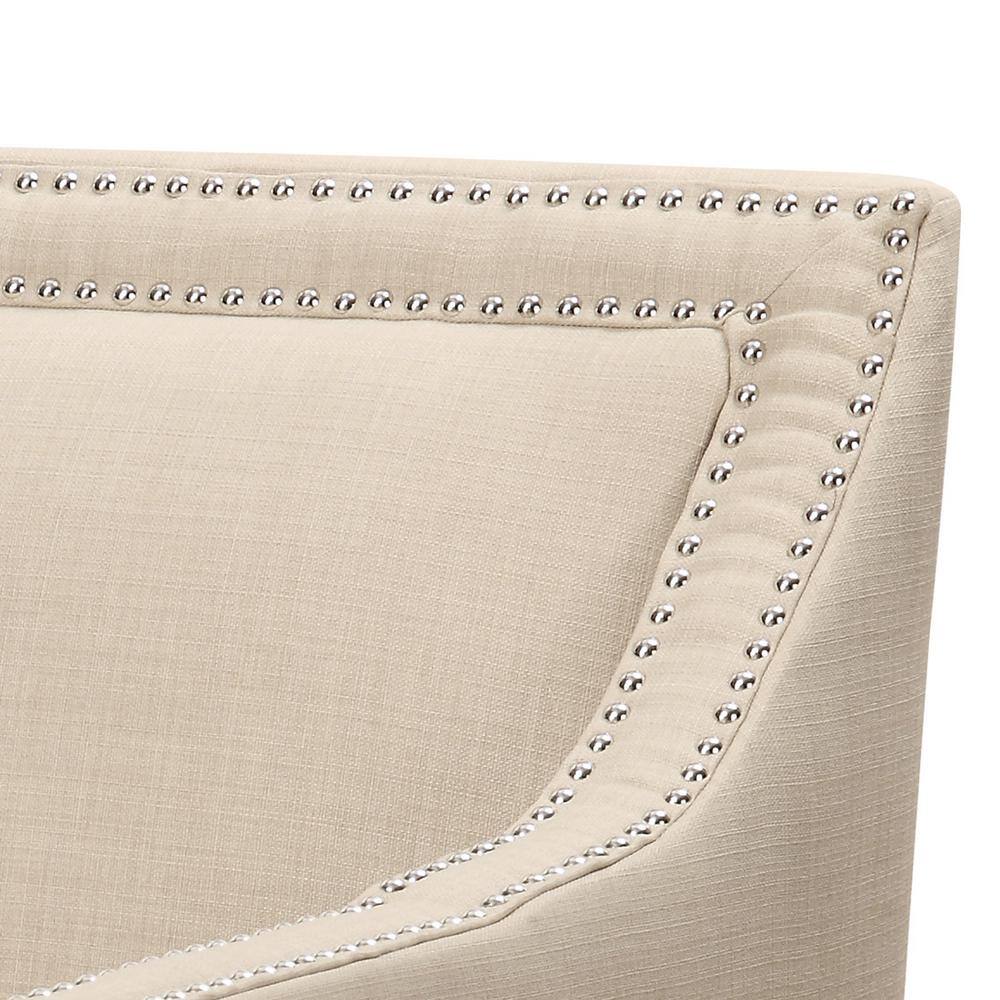 Transitional Emery Accent Chair in Cream with Metal Stud Trim