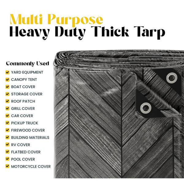 CORE TARPS 25 ft. X 40 ft., Grey Wood/Black, Extreme Heavy Duty 20